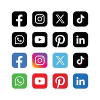 uppsättning av social media ikoner. populär social media logotyp samling. vektor