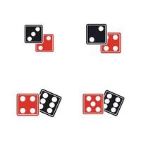 Würfel-Zeichen-Symbol. Casino-Spielsymbol. flache Würfel-Symbol. runder Knopf mit flachem Spielsymbolvektor vektor