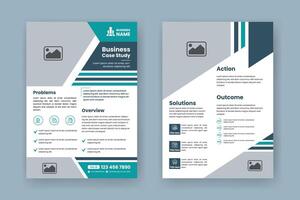 Fall Studie Layout Flyer. minimalistisch Geschäft Bericht mit einfach Design. Salbei Grün und Blau Farbe Akzent. vektor