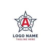 Brief ein Star patriotisch Logo Design. patriotisch ein Logo mit Star vektor