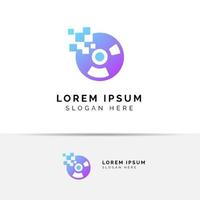 pixel vinyl musik logotyp designmall. vinyl skiva vektor ikon symbol design