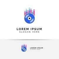 DJ musik logotyp design med vinyl skiva illustration. vinyl musik ikon symbol design vektor