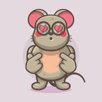 kawaii Maus Tier Charakter Maskottchen mit Liebe Zeichen Hand Geste isoliert Karikatur vektor