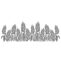Hand gezeichnet schwarz und Weiß Silhouette von Weizen Ohren Getreide Gerste Illustration im Jahrgang und retro Stil auf Weiß Hintergrund. Vektor Illustration