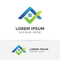 Home-Logo-Vorlage mit Häkchen. Logo für Immobilienagentur. Überprüfen Sie die Designs für das Symbol für das Home-Symbol vektor