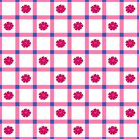 Hallo Frühling süß feminin Hand gezeichnet Hibiskus Plaid nahtlos Muster Vektor Illustration