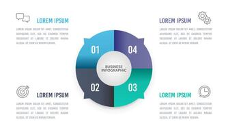 4 bearbeta cirkel infographic mall. infographic 4 alternativ. företag presentation, arbetsflöde layout, baner. vektor illustration.