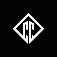 cc logotyp monogram med fyrkantig rotera stil designmall vektor