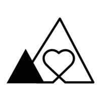 standhaft Liebe. Berg und Herz. repräsentiert das Stärke von Liebe mit diese Symbol, Ideal zum illustrieren Elastizität und Ausdauer im Beziehungen. vektor