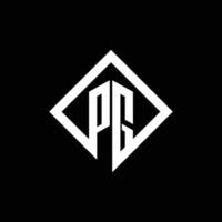 pg logotyp monogram med fyrkantig rotera stil designmall vektor