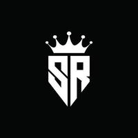 sr logotyp monogram emblem stil med krona form designmall vektor