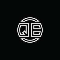 qb logotyp monogram med negativ utrymme cirkel rundad designmall vektor