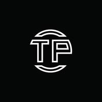 tp logotyp monogram med negativ utrymme cirkel rundad designmall vektor