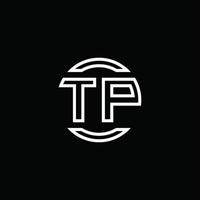 tp-Logo-Monogramm mit negativem Raumkreis abgerundete Designvorlage vektor