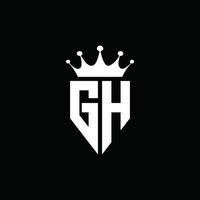 gh logotyp monogram emblem stil med krona form formgivningsmall vektor