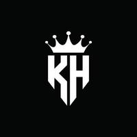 kh logotyp monogram emblem stil med krona form designmall vektor