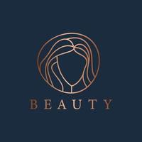 abstraktes Logo-Emblem für Schönheits- und Kosmetikstudio. Porträt der Frau, schöne Frau Gesicht Markendesign im trendigen minimalistischen Stil. vektor