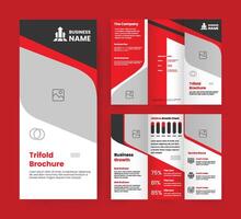företag Översikt trifold brev broschyr mall. röd accent handout marknadsföring design för företag. abstrakt former för flygblad, baner, tidskrift, etc. vektor
