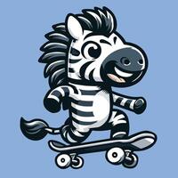 ai genererad zebra ridning skateboard vektor illustration