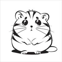 ai genererad en vektor illustration av en svart och vit hamster Sammanträde
