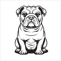 ai generiert ein Vektor Illustration von ein schwarz und Weiß Bulldogge Hund Sitzung