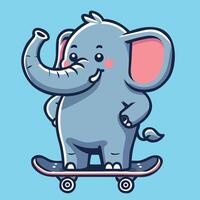 ai generiert Elefant Reiten Skateboard Vektor Illustration