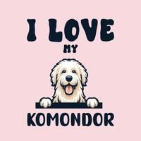 ich Liebe meine komondor Hund T-Shirt Design vektor