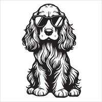 ai generiert Cocker Spaniel Hund tragen Sonnenbrille Illustration vektor