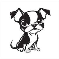 ai genererad en vektor illustration av en svart och vit boston terrier hund Sammanträde