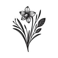 ai genererad påsklilja blomma silhuett svart och vit illustration vektor