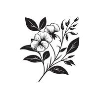 ai generiert Süss Erbse Blume Silhouette schwarz und Weiß Illustration vektor