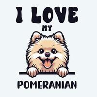 ich Liebe meine pommerschen Hund T-Shirt Design vektor