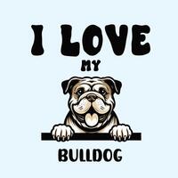 jag kärlek min bulldogg hund t-shirt design vektor