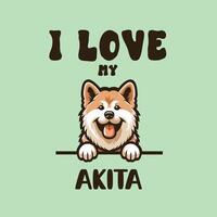 ich Liebe meine Akita Hund T-Shirt Design vektor