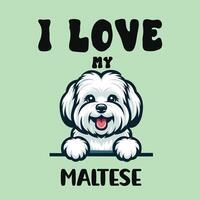 ich Liebe meine maltesisch Hund T-Shirt Design vektor