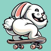 ai genererad kanin ridning skateboard vektor illustration