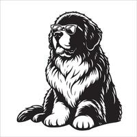 ai genererad newfoundland hund bär solglasögon illustration vektor