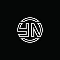 yn-Logo-Monogramm mit negativem Raumkreis abgerundete Designvorlage vektor