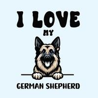 ich Liebe meine Deutsche Schäfer Hund T-Shirt Design vektor