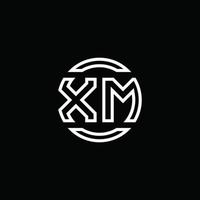 xm logotyp monogram med negativ utrymme cirkel rundad designmall vektor