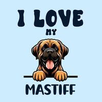 jag kärlek min mastiff hund t-shirt design vektor
