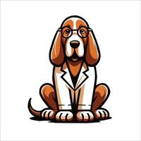 ai generiert Bluthund Hund Arzt Sitzung und suchen oben Illustration vektor