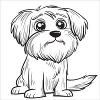 ai genererad tibetan terrier hund är en Sammanträde vektor illustration i svart och vit