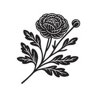 ai genererad smörblomma blomma silhuett svart och vit illustration vektor
