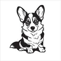 ai genererad en vektor illustration av en svart och vit welsh corgi hund Sammanträde