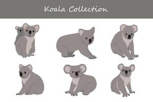 koala samling. vektor illustration. isolerat på vit bakgrund.