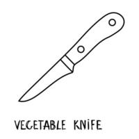 schwarz und Weiß Linie Zeichnung von ein Gemüse Messer vektor