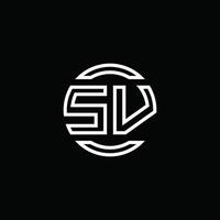 sv logotyp monogram med negativt utrymme cirkel rundad designmall vektor