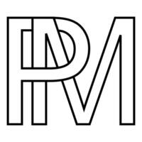 logotyp tecken pm, smp ikon dubbel- brev logotyp p m vektor