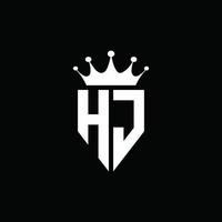 hj logotyp monogram emblem stil med krona form designmall vektor